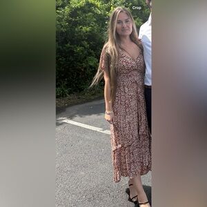 TJ Max Brown Patterned Maxi Dress - women’s size 2/4